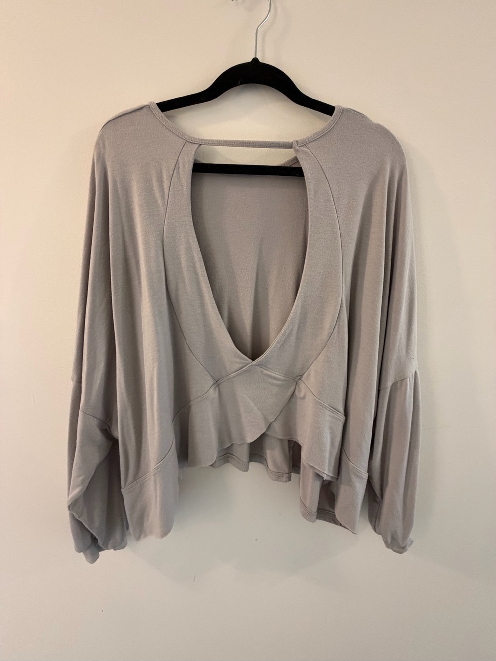 Open-Back Draped Women's Sweatshirt in Light Gray